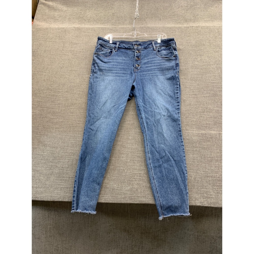 Old‎ Navy Rockstar Super Skinny Ankle Jeans Womens 16 Blue Denim Cotton Mid Rise